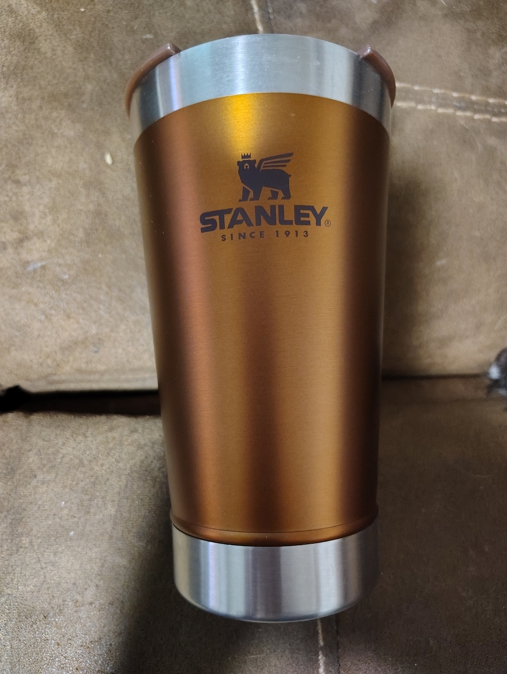 Stanley Copper Metallic Travel Tumbler with Stainless Accents 16 Ounces